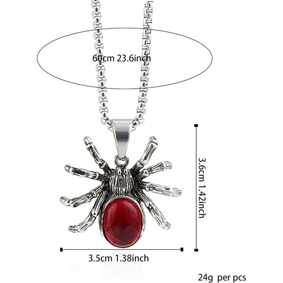 Unique Adjustable Spider Pendant Necklace in Black and Red for Halloween Parties - Picture 5 of 8